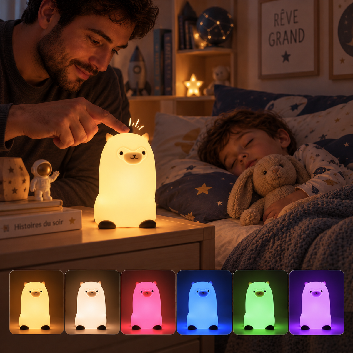 Veilleuse Lama Tactile 7 Couleurs