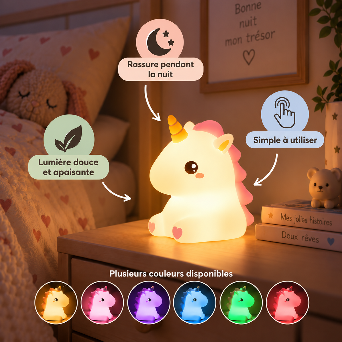 Veilleuse Licorne Tactile