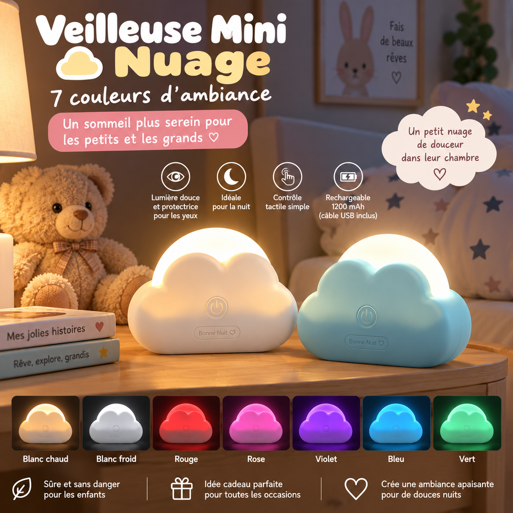 Veilleuse Nuage Mini LED Rechargeable USB