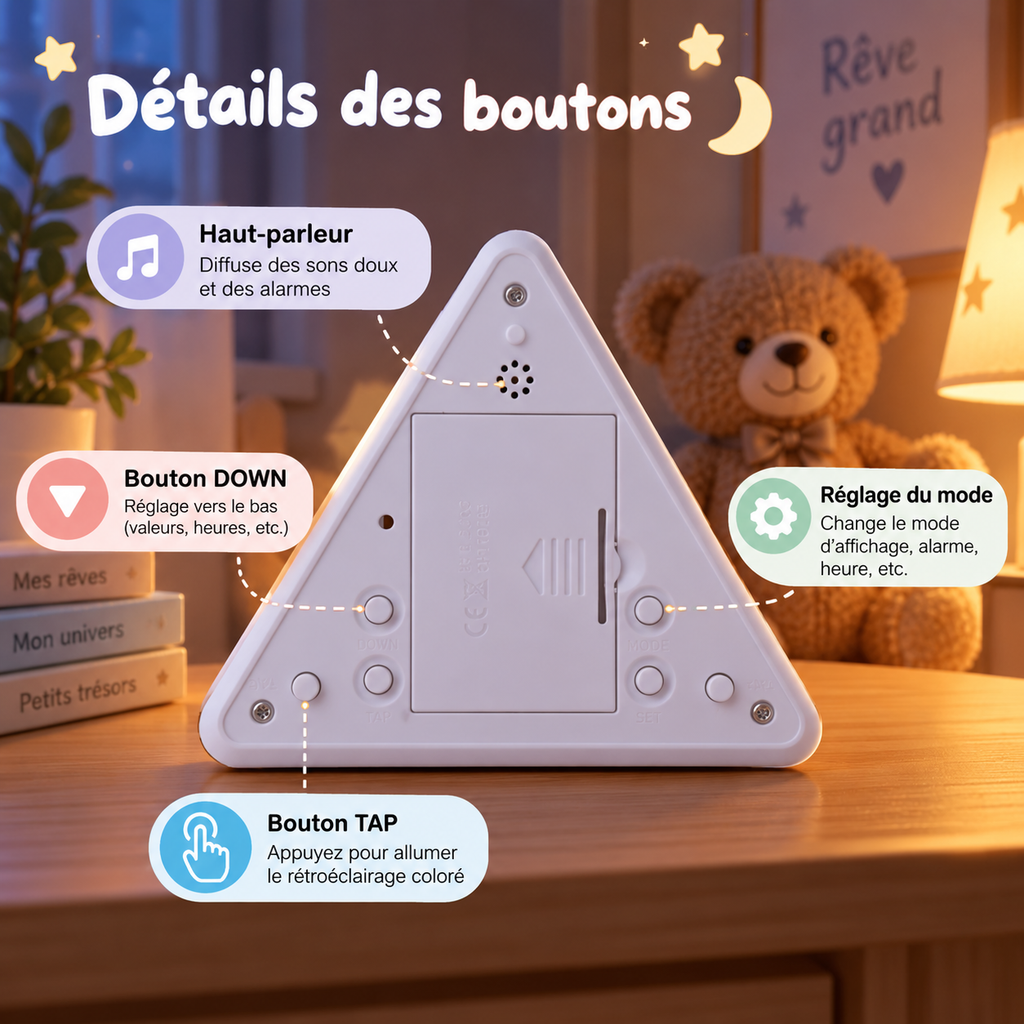 Réveil Enfant Pyramide 7 Couleurs