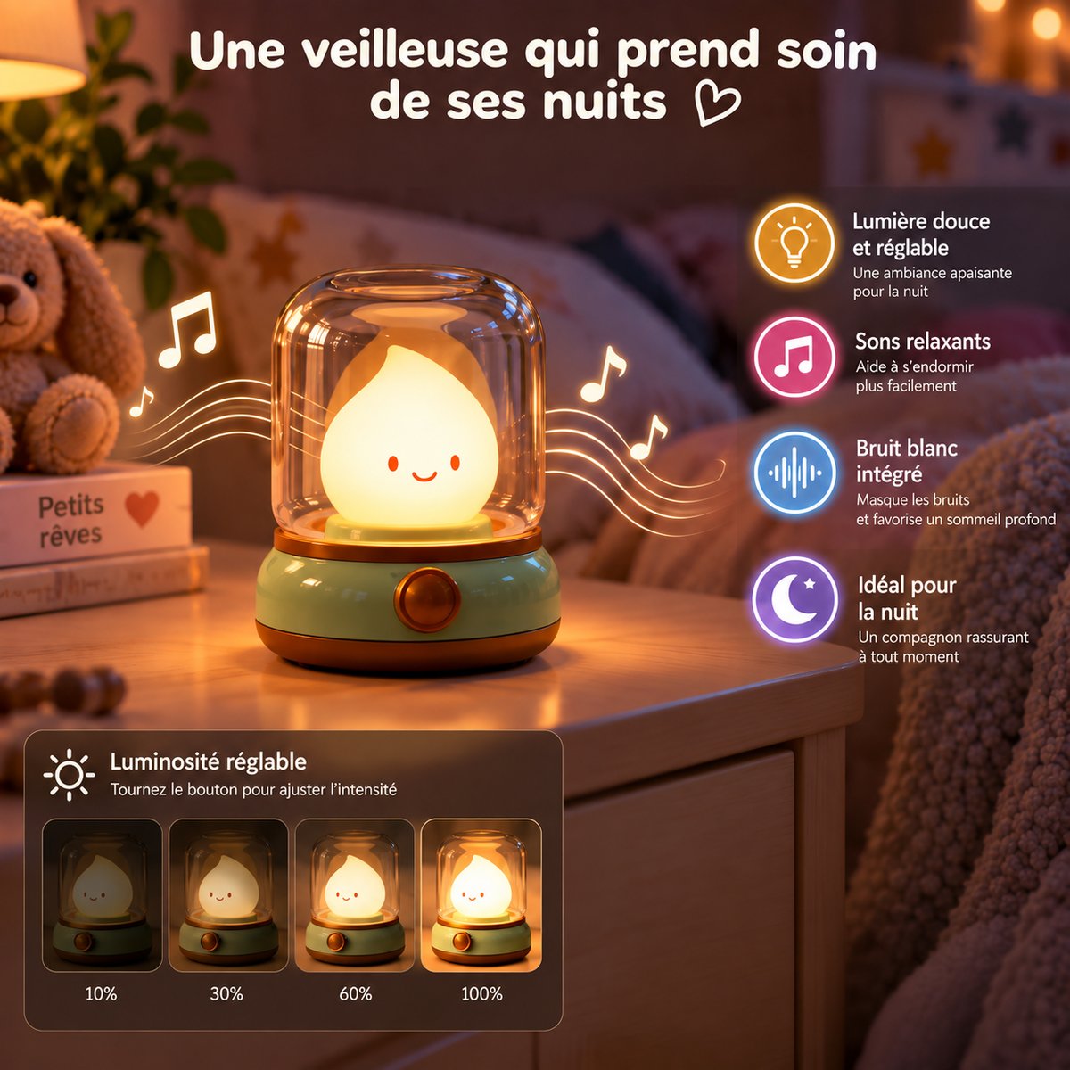 Veilleuse Bougie Flamme Bruit Blanc
