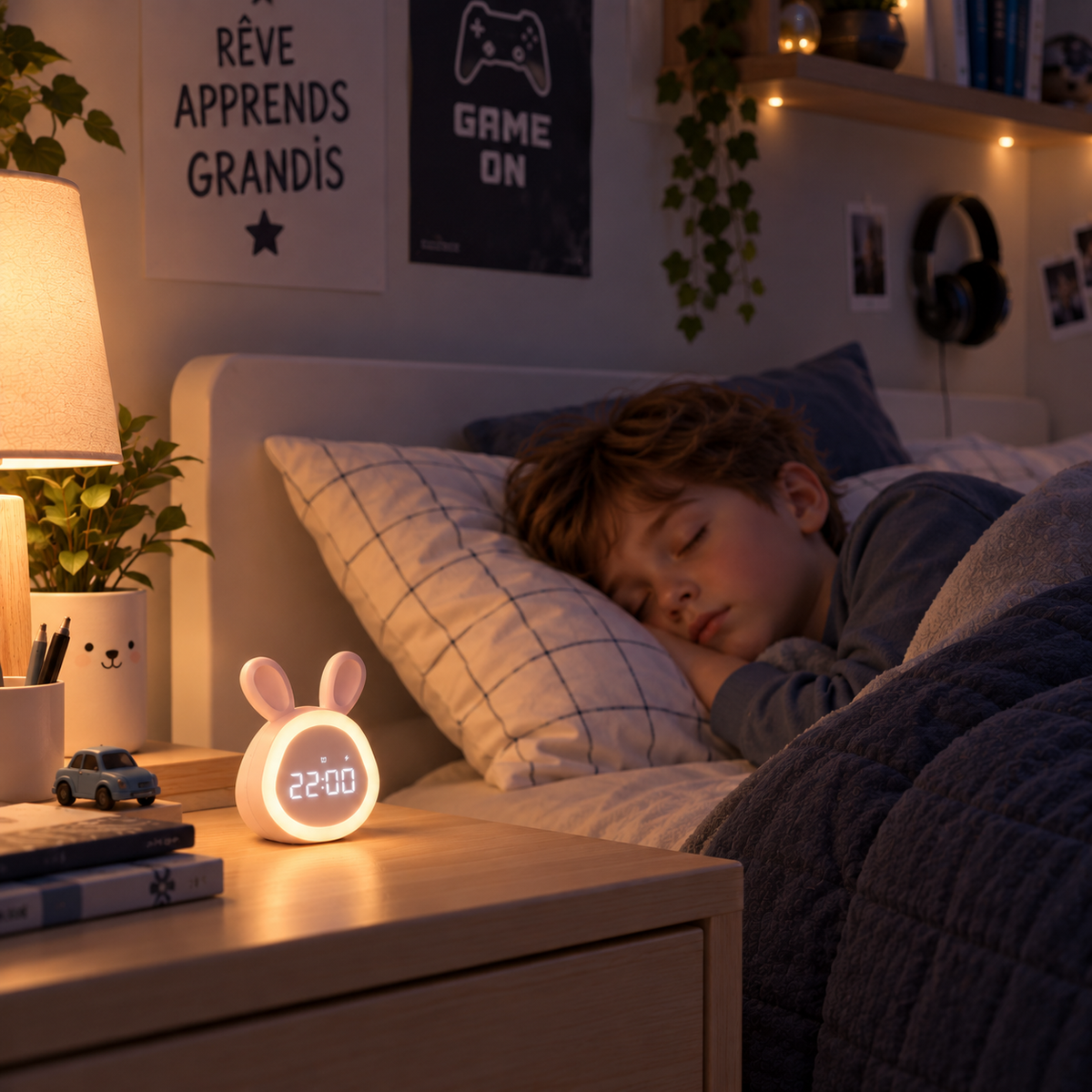 Réveil Lapin Mini et Veilleuse Vocale