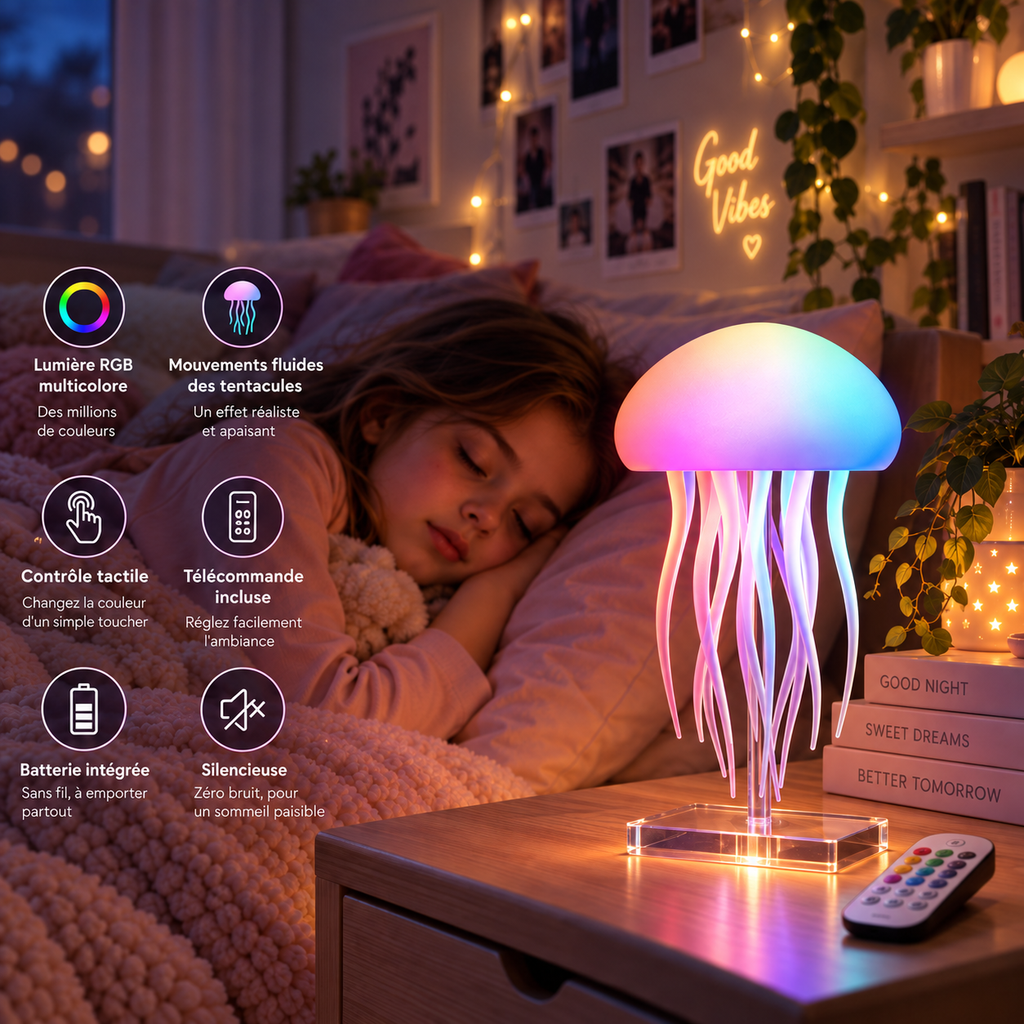 Veilleuse Méduse LED RGB Tactile