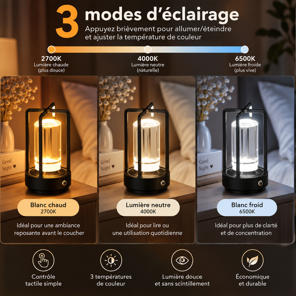 Veilleuse Lampe de Table Tactile