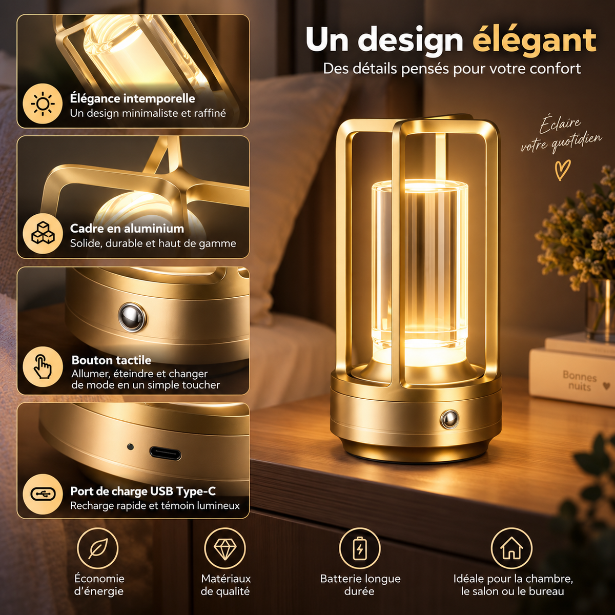 Veilleuse Lampe de Table Tactile