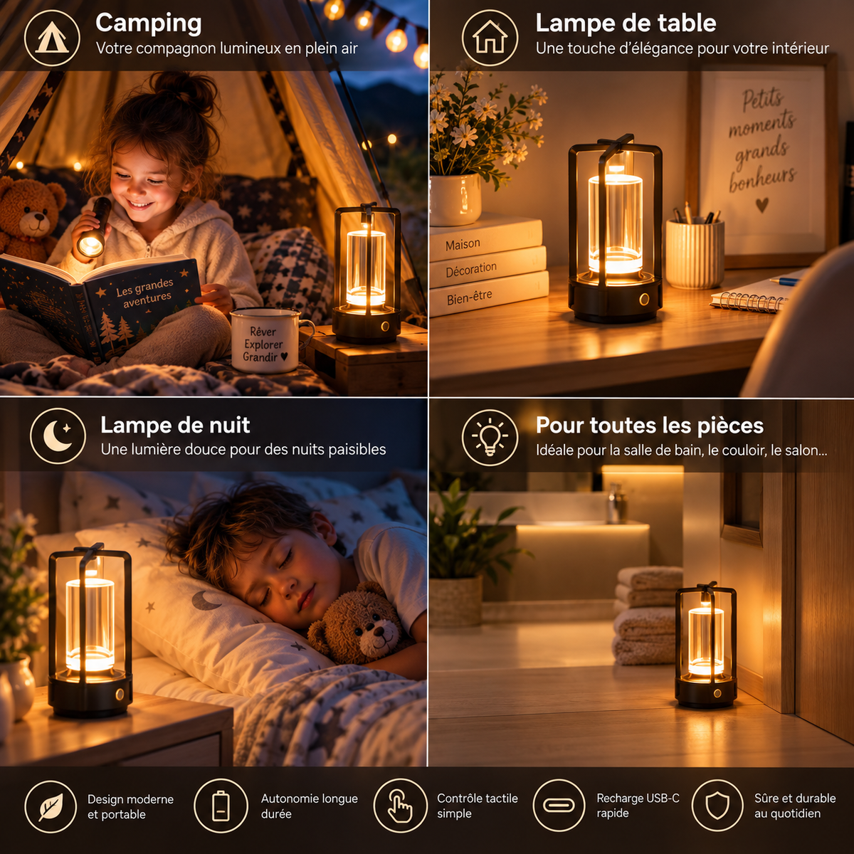 Veilleuse Lampe de Table Tactile