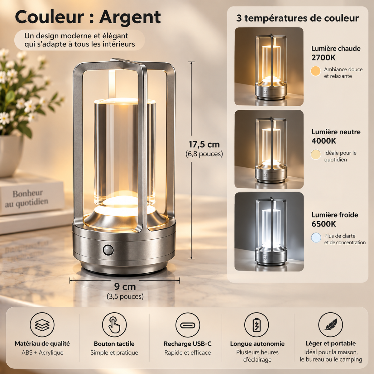 Veilleuse Lampe de Table Tactile