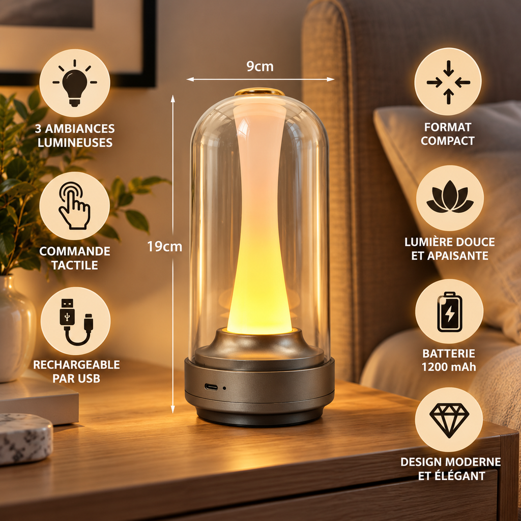 Veilleuse lampe Design Verre Tactile
