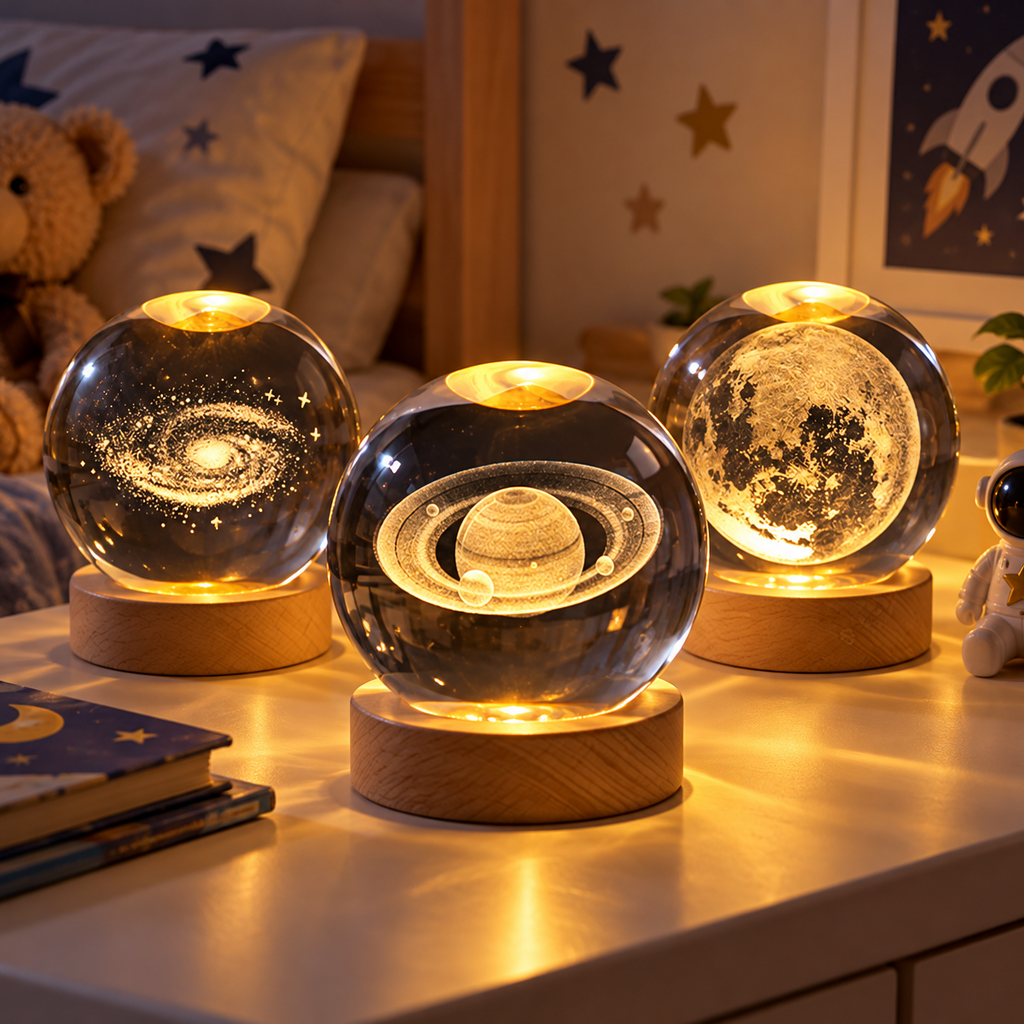 Veilleuse Boule de Cristal 3D Galaxie
