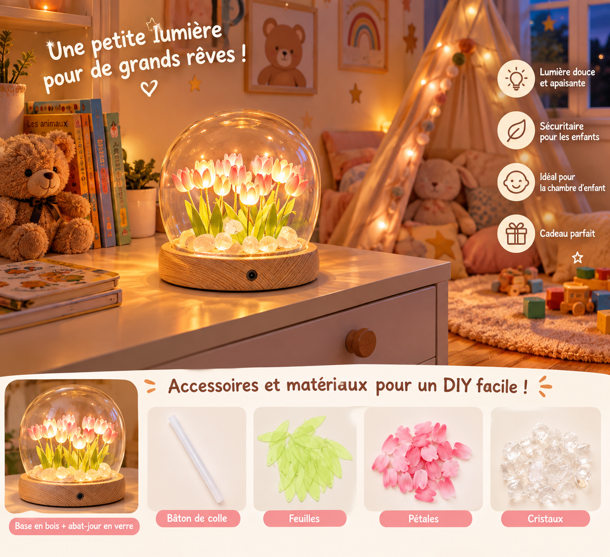 Veilleuse Tulipe à Monter Fait Main