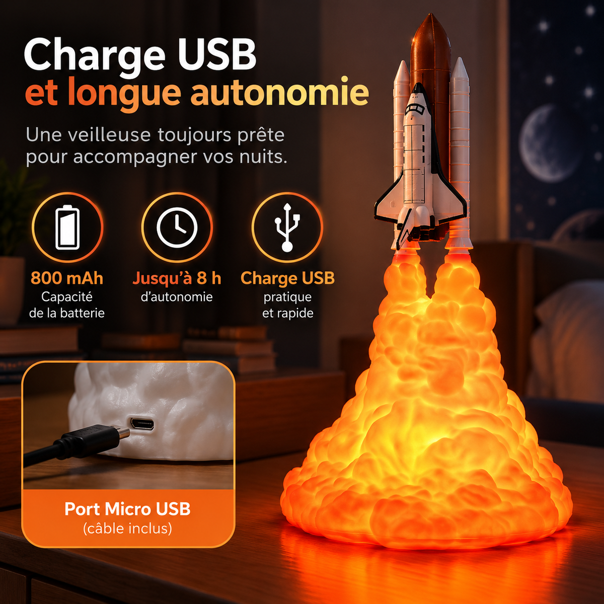 Veilleuse Lampe Navette Spatiale