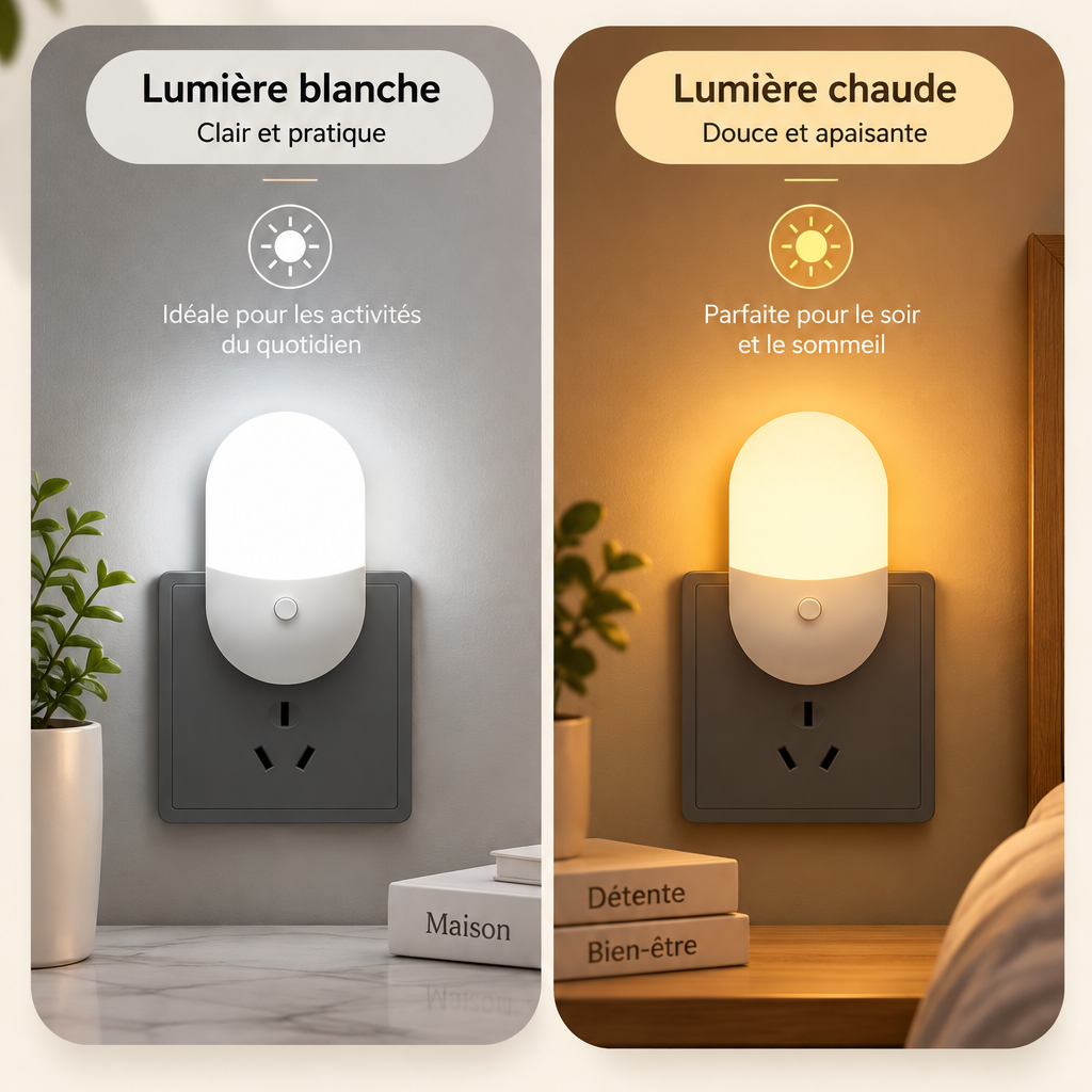 Lot de 3 Mini Veilleuses Prise Murale EU