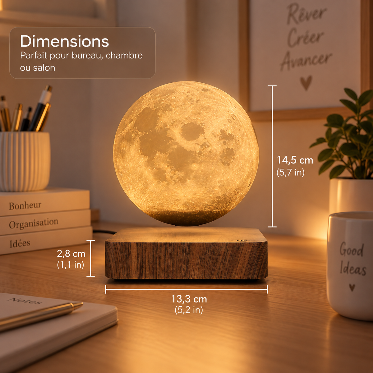 Lampe Lune Flottante Magnétique