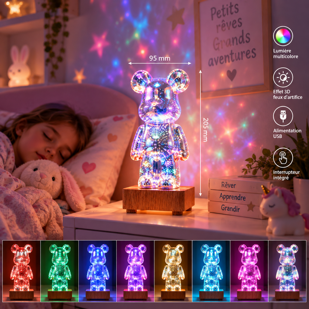 Veilleuse Lampe Ours Feu d'Artifice