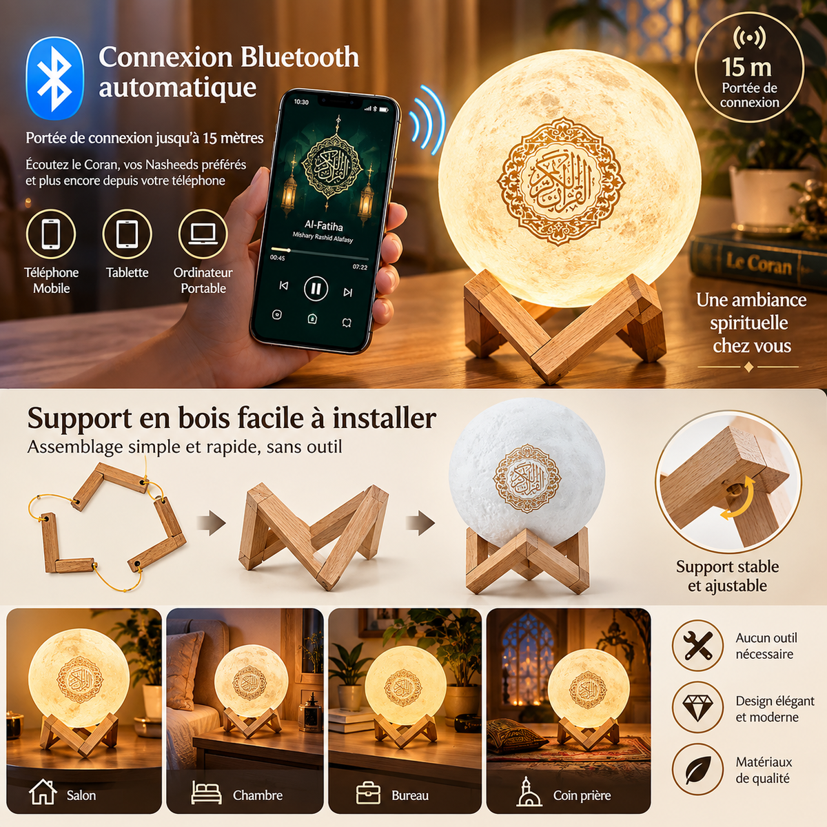 Veilleuse Lune Coranique Tactile