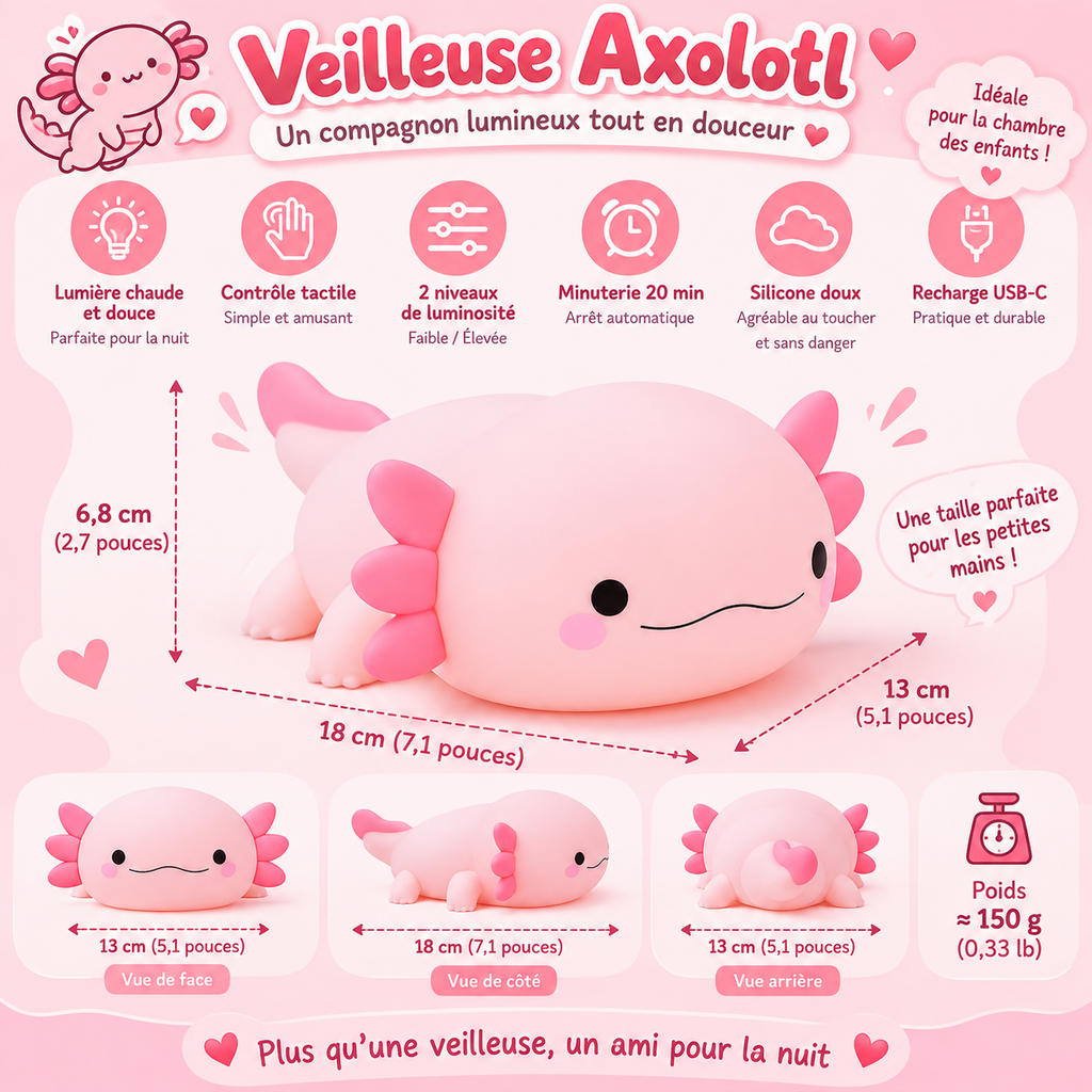 Veilleuse Axolotl Minuteur