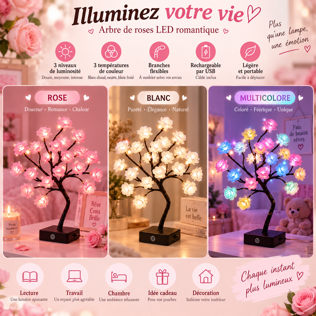 Veilleuse Arbre à Roses Décorative