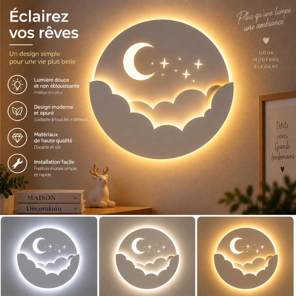 Applique Murale enfant  Nuage Étoiles