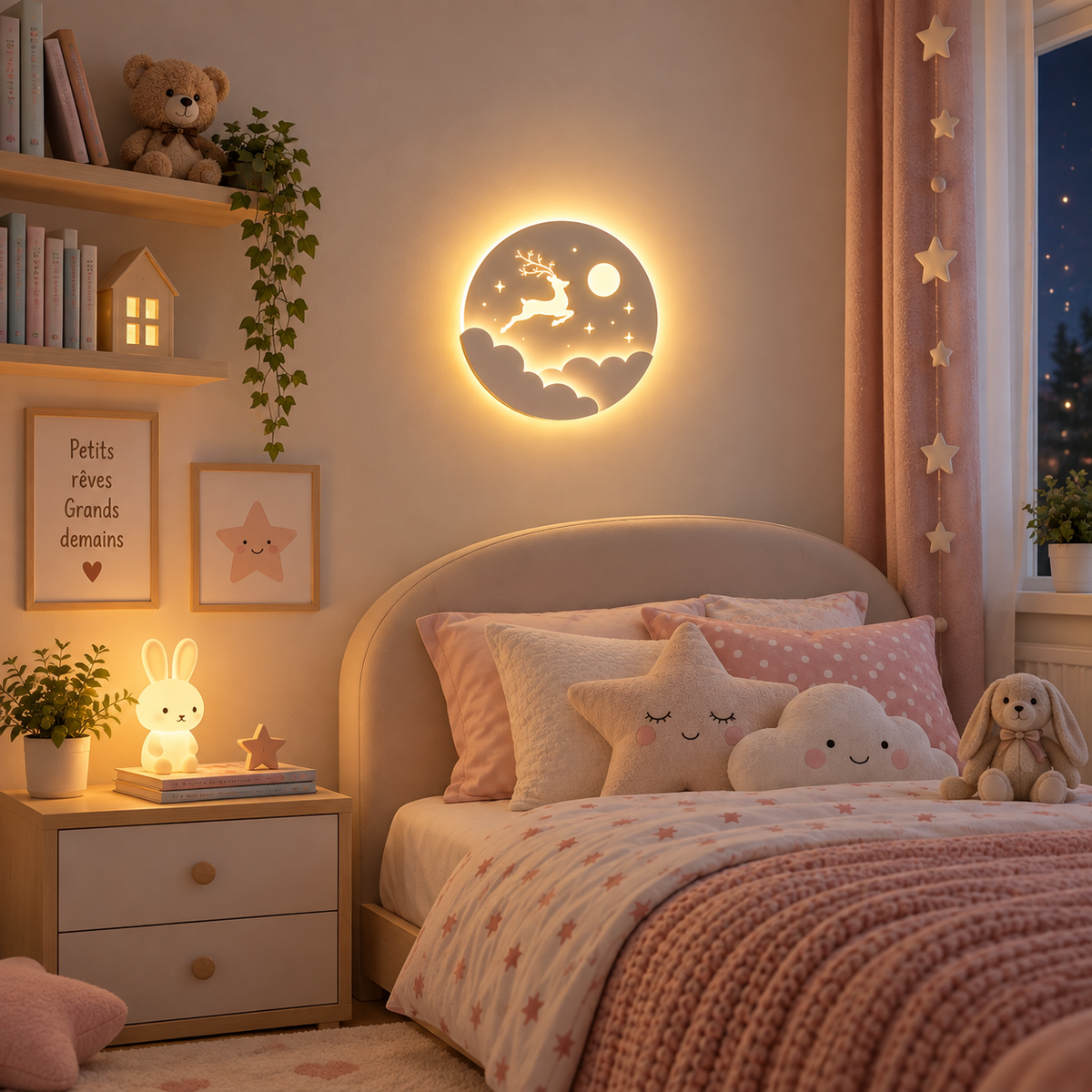 Applique Murale enfant  Nuage Étoiles