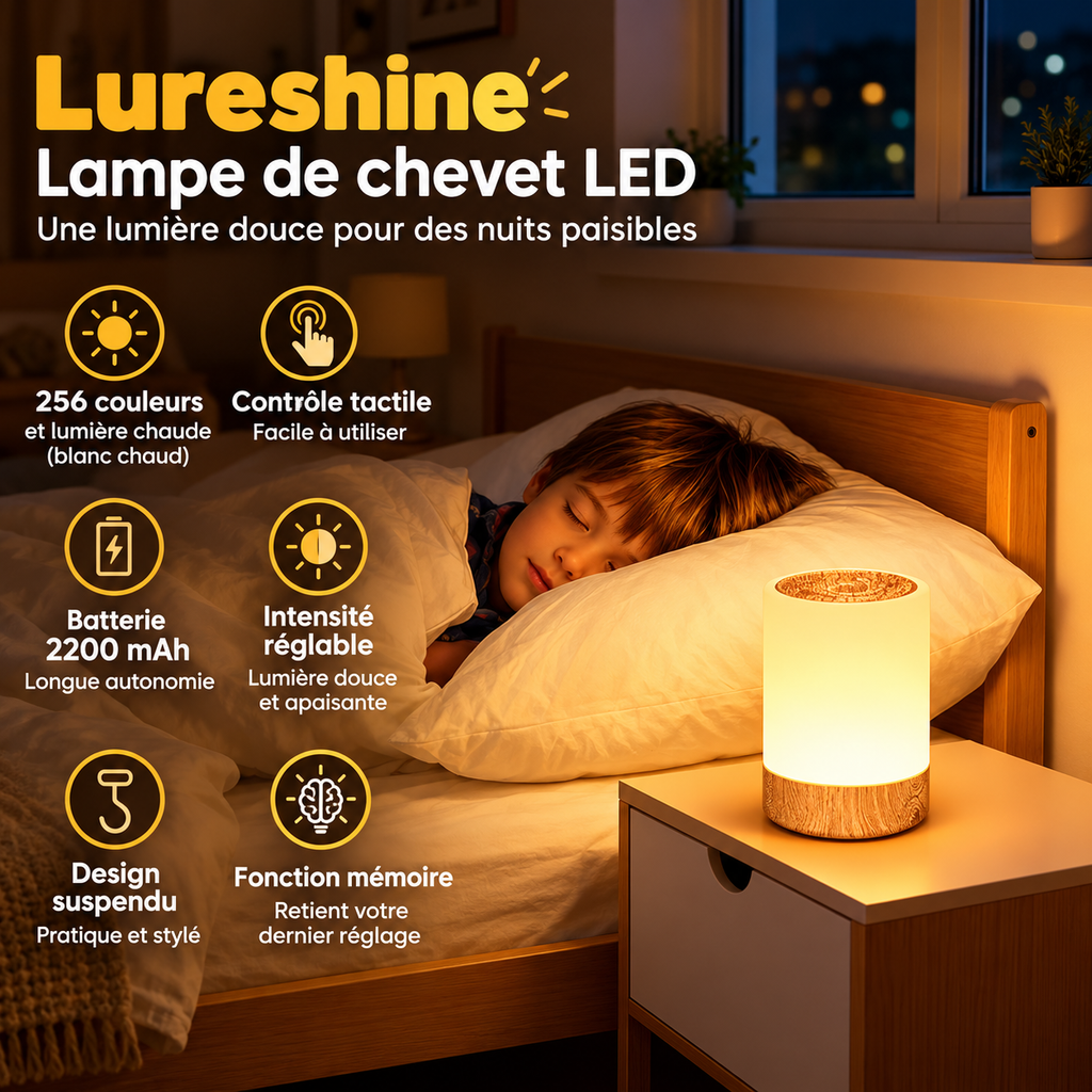 Veilleuse Effet Bois LED Tactile 256 Couleurs