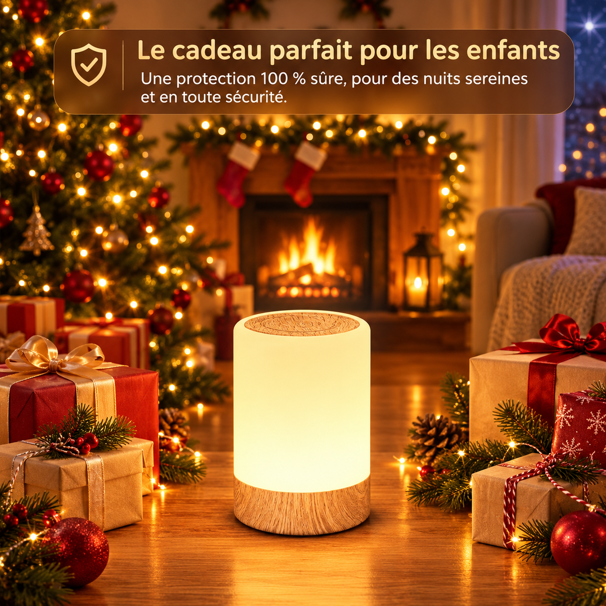 Veilleuse Effet Bois LED Tactile 256 Couleurs