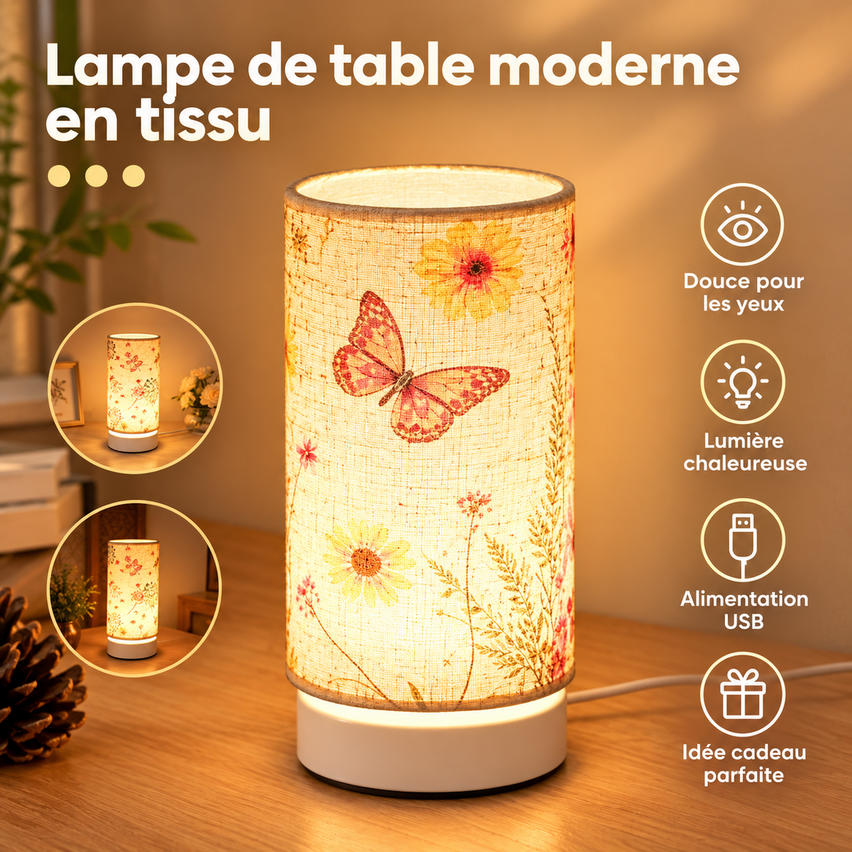 Veilleuse de Table Textile Ronde