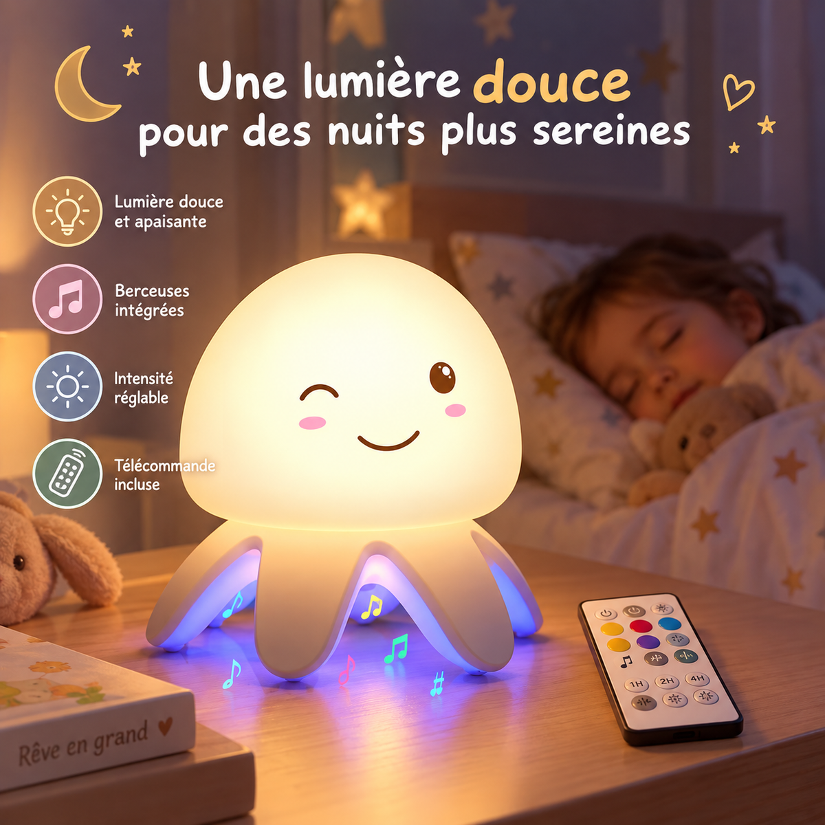 Veilleuse Méduse Silicone Musicale