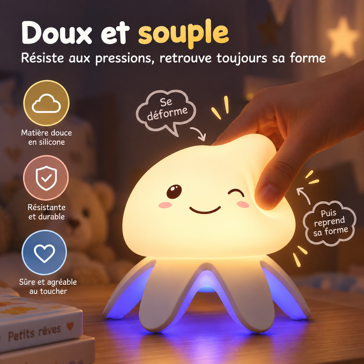 Veilleuse Méduse Silicone Musicale