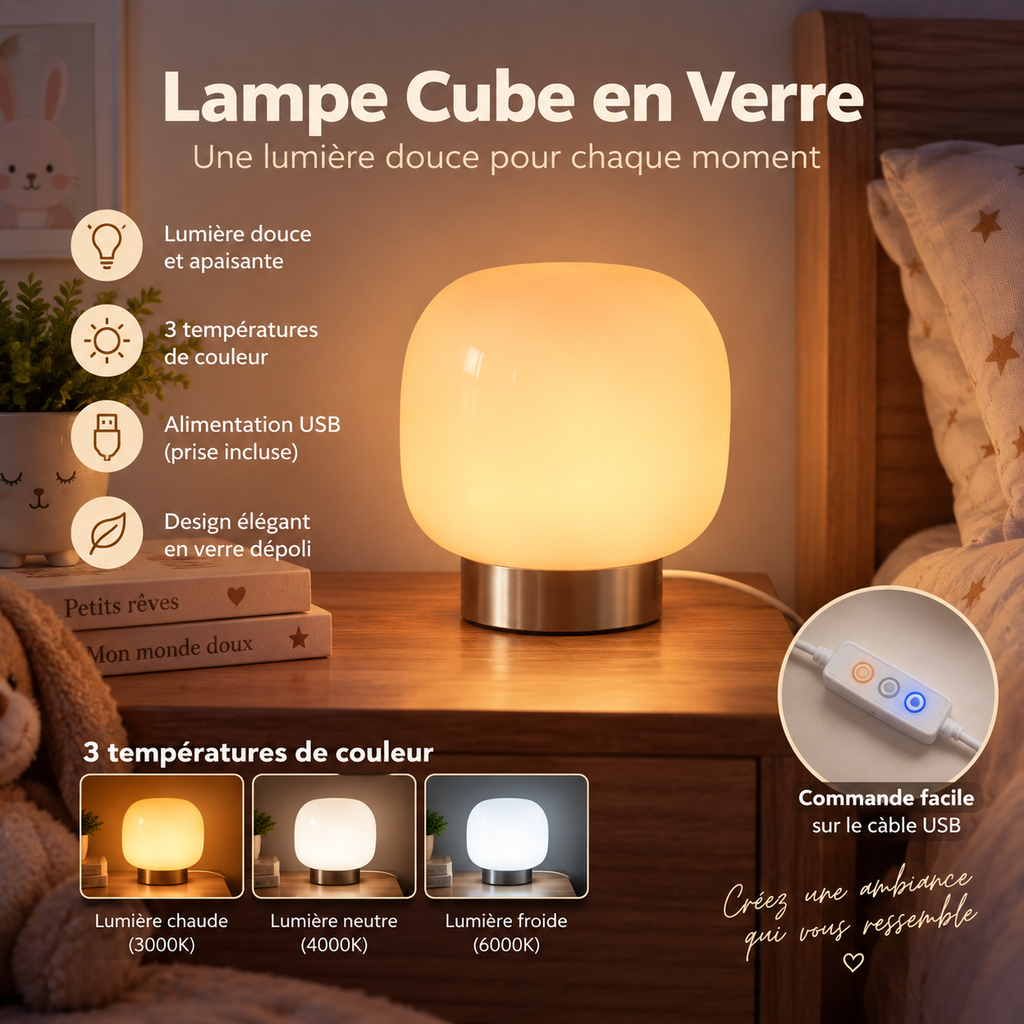 Veilleuse Verre Murano Sucre Style Bauhaus