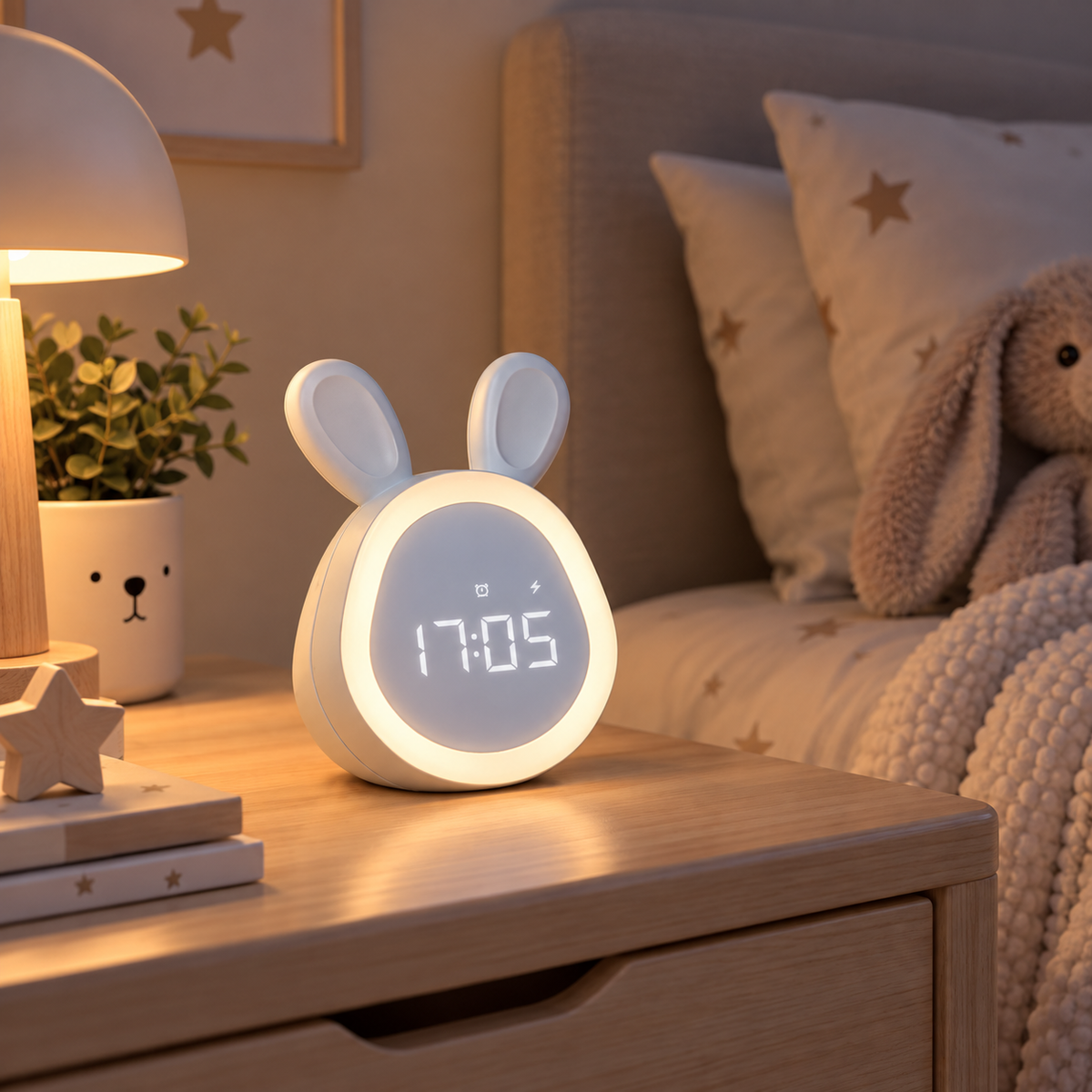 Réveil Lapin Mini et Veilleuse Vocale