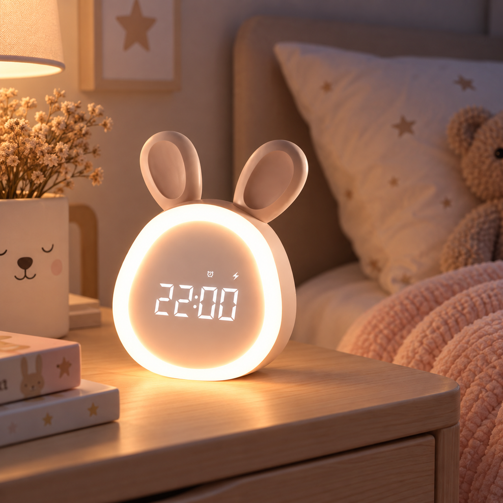 Réveil Lapin Mini et Veilleuse Vocale