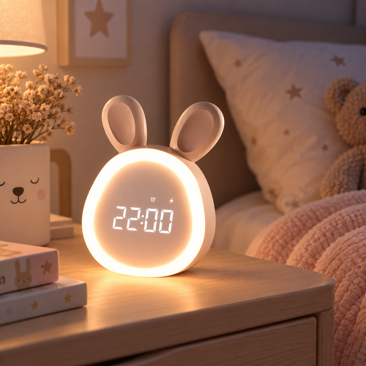Réveil Lapin Mini et Veilleuse Vocale