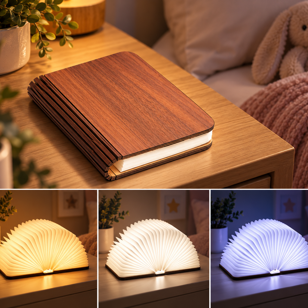 Veilleuse Lampe Livre 3D Pliable