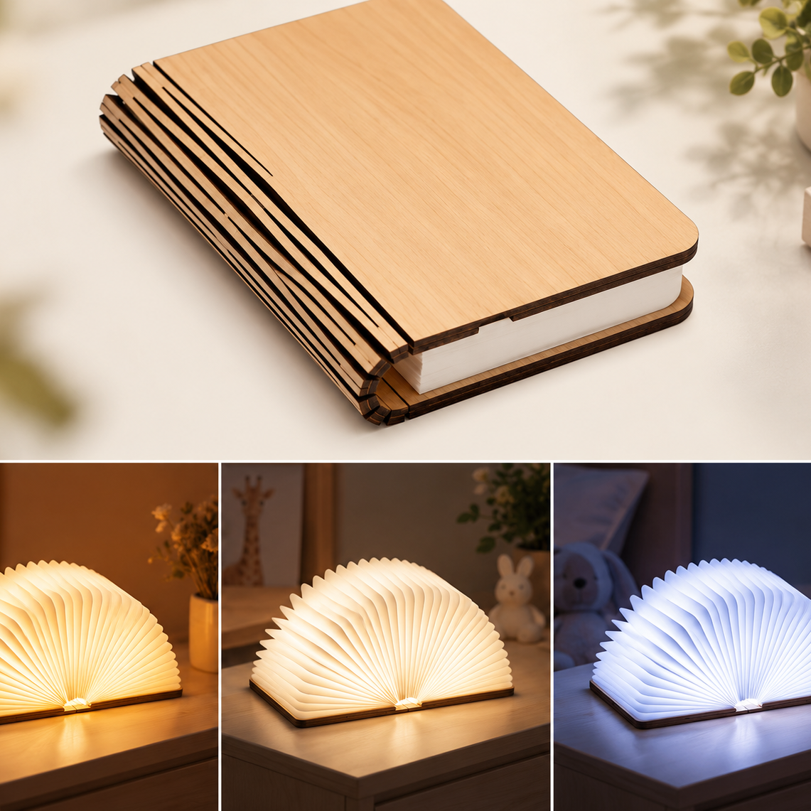 Veilleuse Lampe Livre 3D Pliable