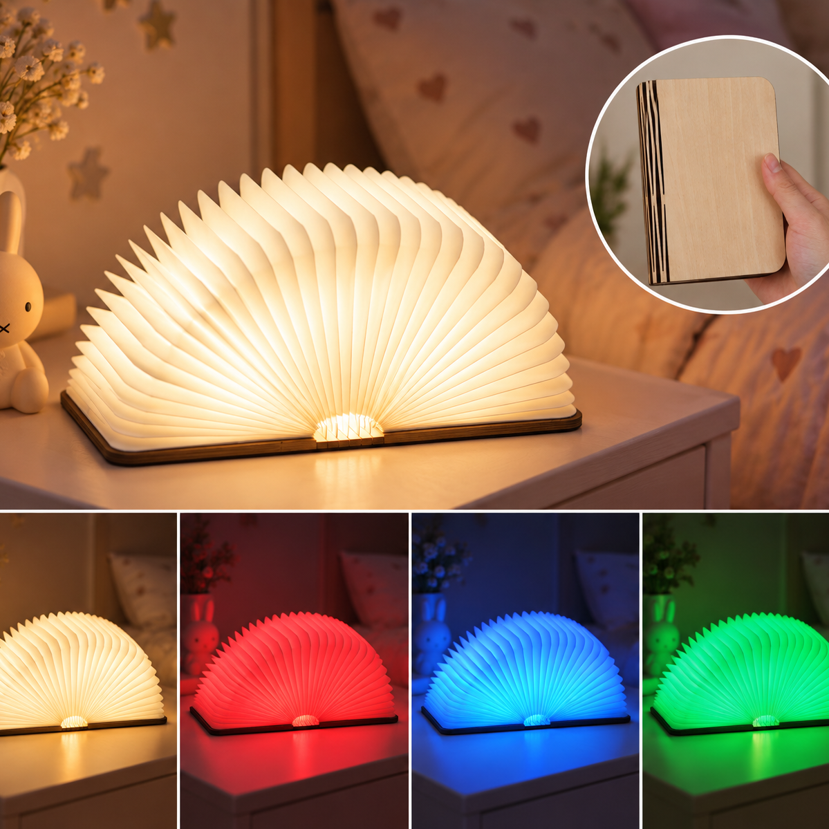 Veilleuse Lampe Livre 3D Pliable