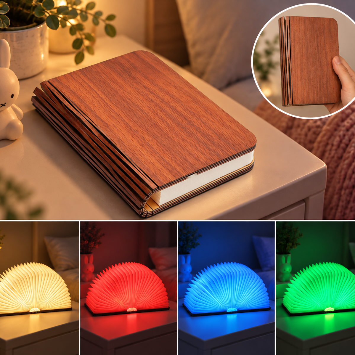 Veilleuse Lampe Livre 3D Pliable