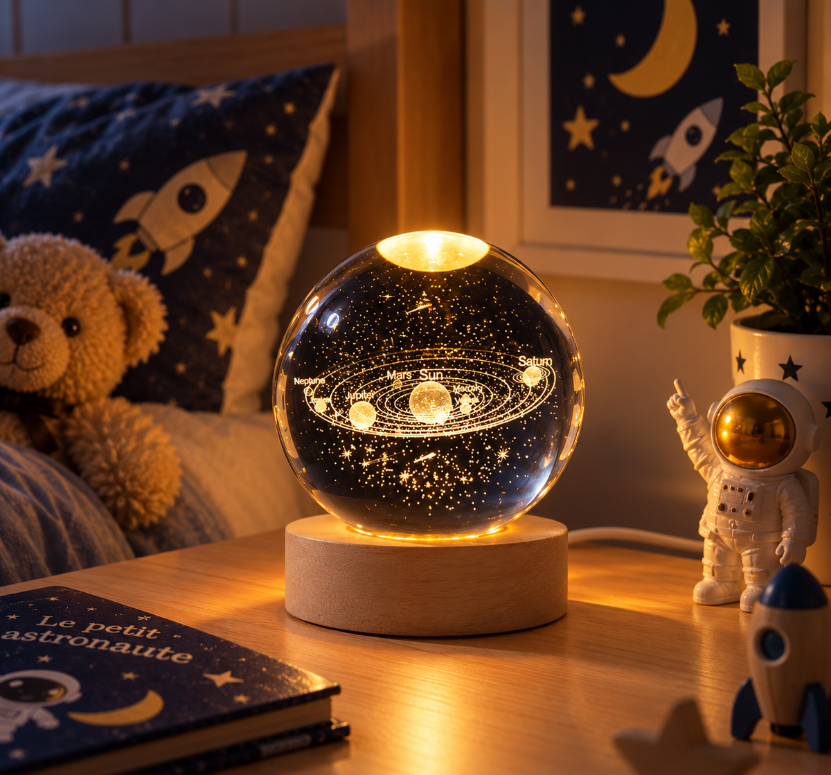 Veilleuse Boule de Cristal 3D Galaxie