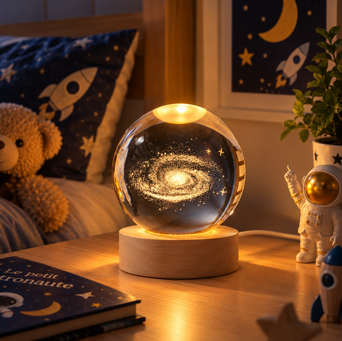 Veilleuse Boule de Cristal 3D Galaxie