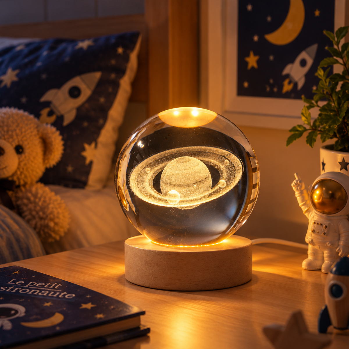Veilleuse Boule de Cristal 3D Galaxie