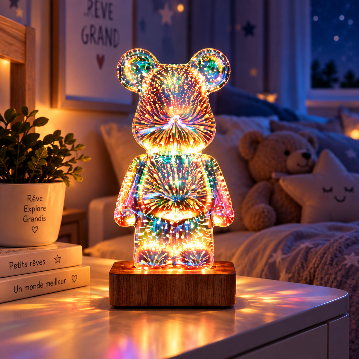 Veilleuse Lampe Ours Feu d'Artifice