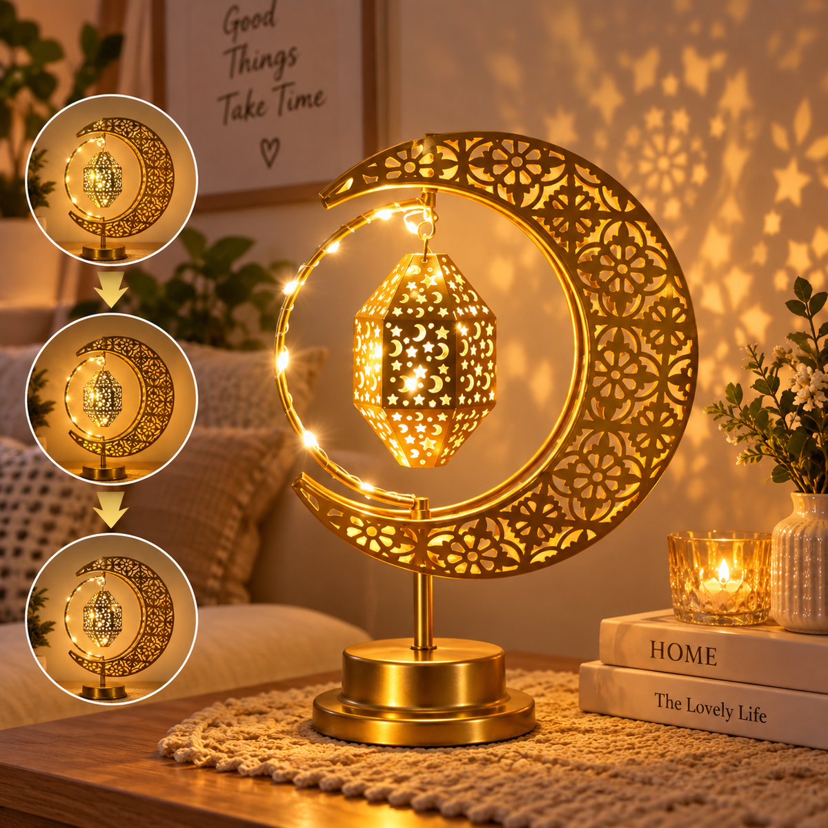 Lampe Croissant de Lune Rotatif