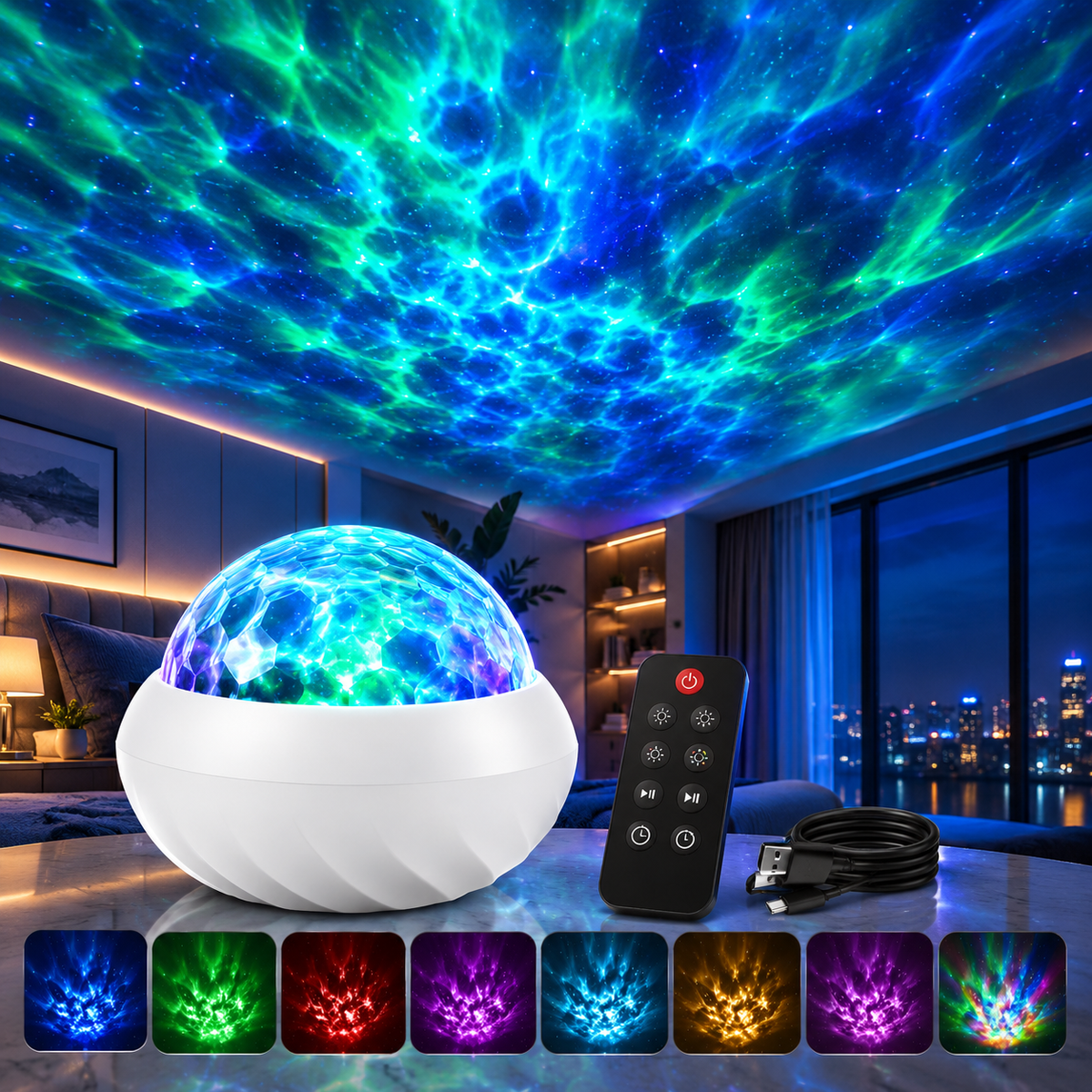 Projecteur Boréale 360° Télécommande