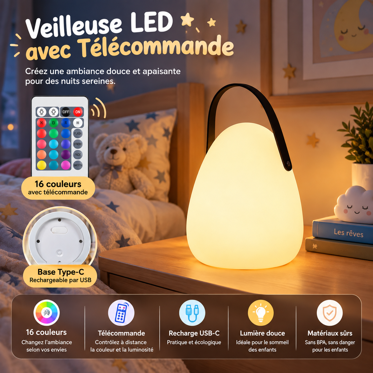 Veilleuse Portable Télécommande