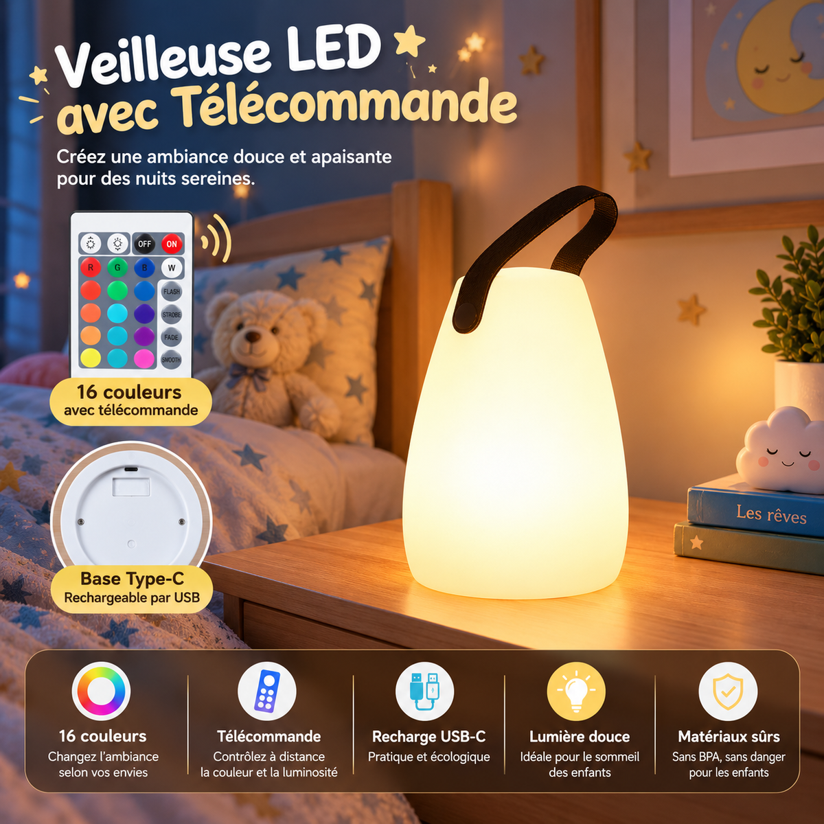 Veilleuse Portable Télécommande