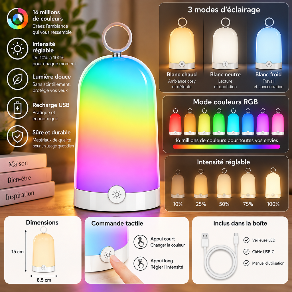 Veilleuse multicolore Tactile