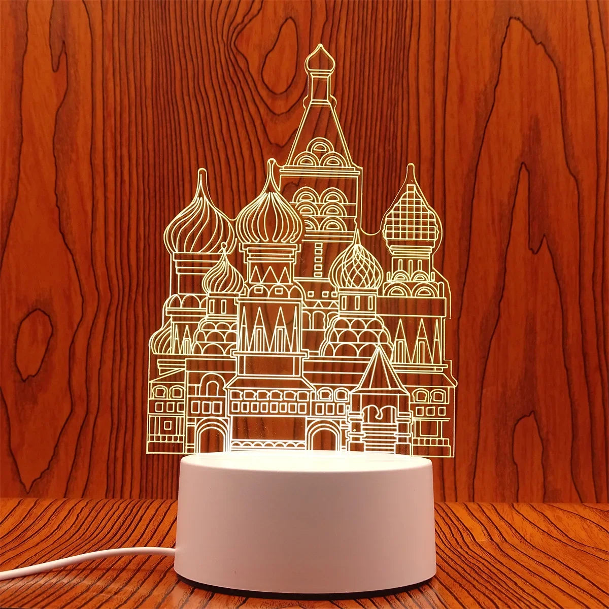 Veilleuse 3D Illusion Gravure Laser Formes Variées