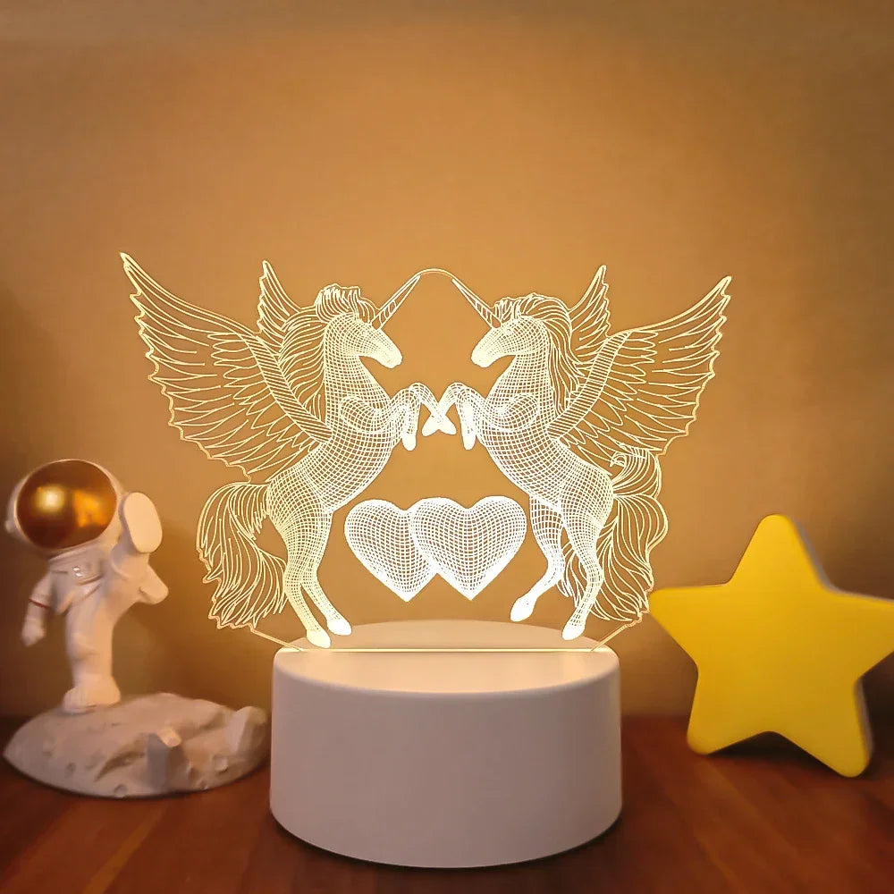 Veilleuse 3D Illusion Gravure Laser Formes Variées