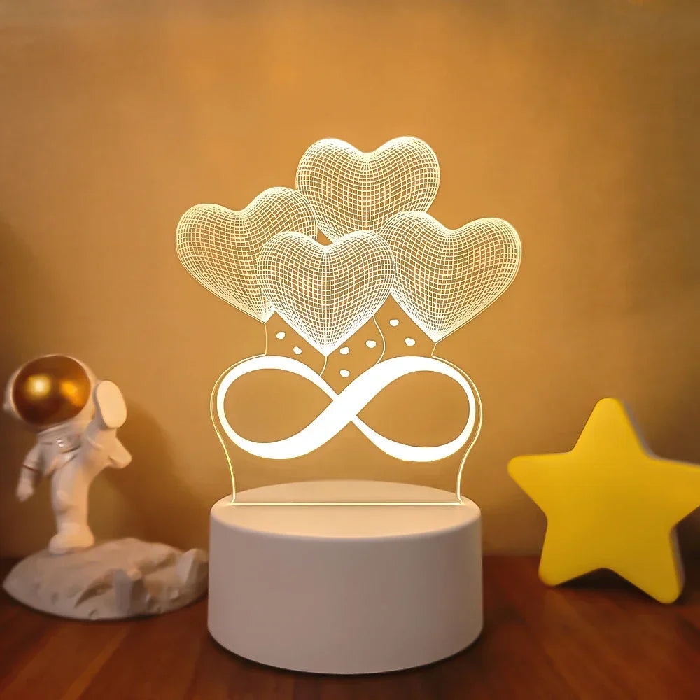 Veilleuse 3D Illusion Gravure Laser Formes Variées