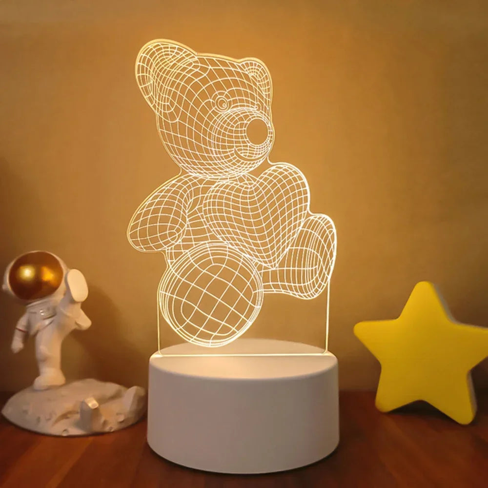 Veilleuse 3D Illusion Gravure Laser Formes Variées