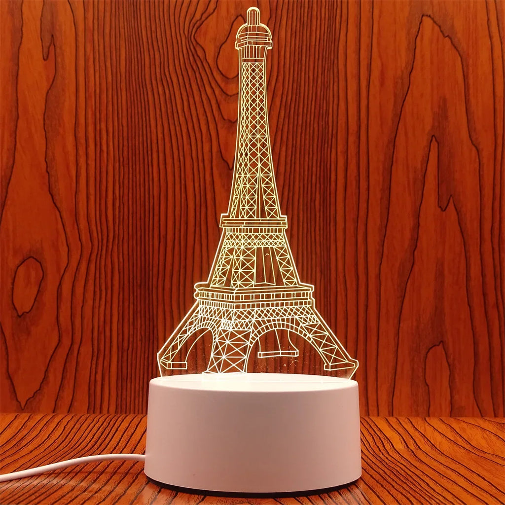 Veilleuse 3D Illusion Gravure Laser Formes Variées